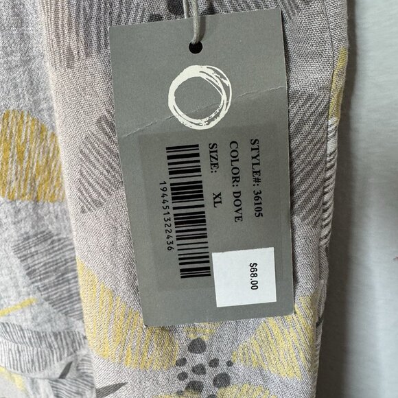 Habitat Clothing Cowl Neck Blouse XL New Dove Yellow Grey Floral Sleeveless - Picture 7 of 9